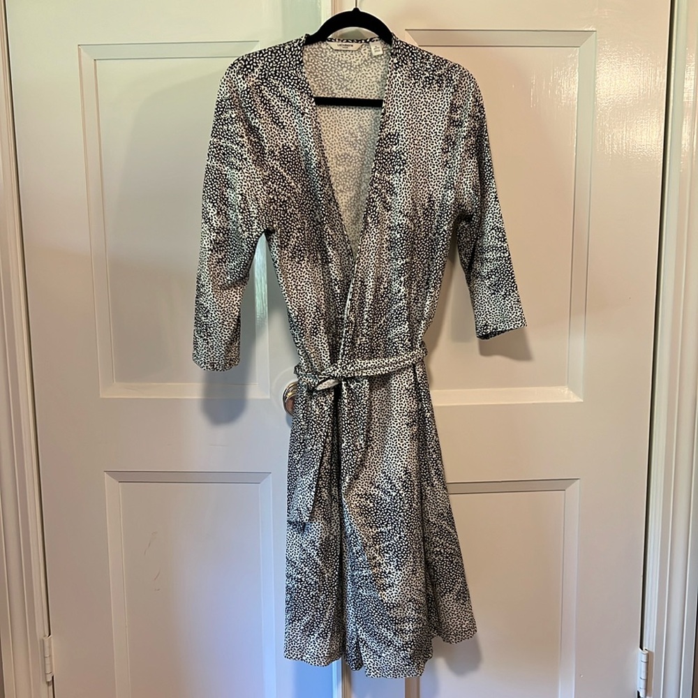 Liz Claiborne black and white floral wrap dress